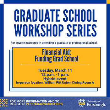 Financial Aid Funding Grad School, March 11 at noon