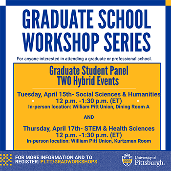 Graduate Student Panel April 15 and 17 starting at noon