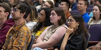 Attendees in audience for graduate student orientation session