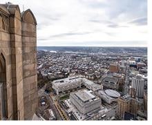 view of Pittsburgh campus from Cathedral of Learning balcony